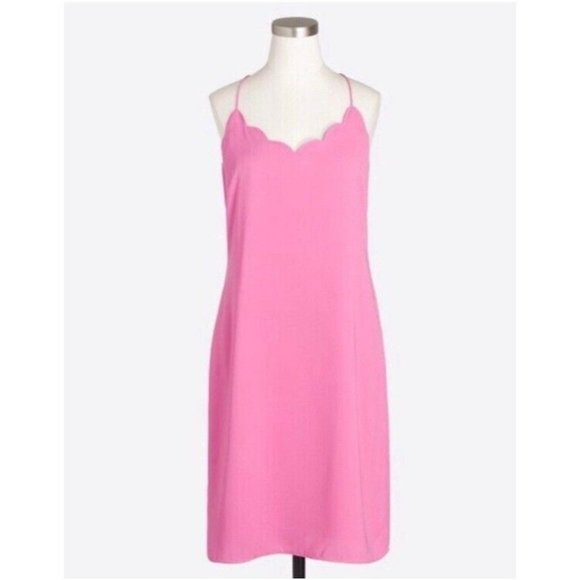 NWT J. Crew Pink Scallop Hem Pink Barbie Barbiecore Mini Dress - Picture 1 of 7